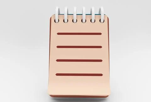 Notebook icon 3d illustration minimal rendering on white background. 스톡 일러스트