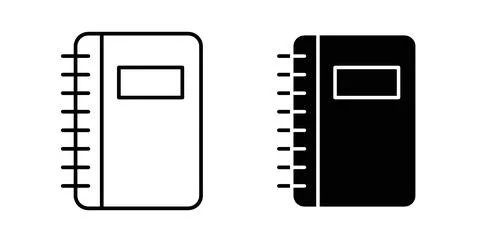 Notebook icon in black and white. vector icon pack for websites Stock Illustration