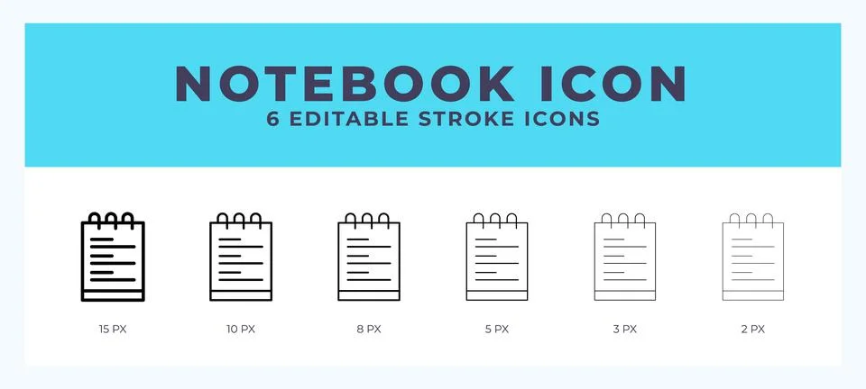 Notebook icon with different stroke. Editable stroke. Vector illustration. Stock Illustration