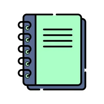 Notebook icon with flat outline design education concept Stock Illustration