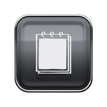 Notebook icon glossy grey, isolated on white background Stock Illustration