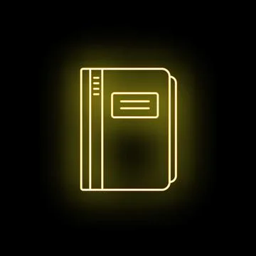 Notebook icon glowing neon on black background Stock-Illustration