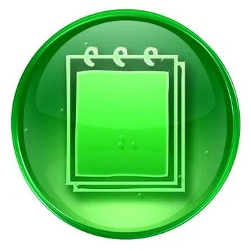 Notebook icon green, isolated on white background. Иллюстрация