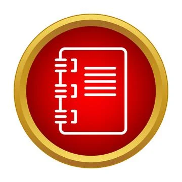 Notebook icon illustrating task list on red background Stock Illustration