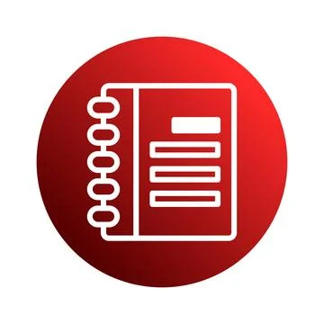 Notebook Icon Illustration on Red Circle Graphic Symbolizing Organization P.. Illustrazione stock