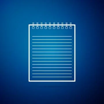 Notebook icon isolated on blue background. Spiral notepad icon. School note.. Stock Illustration