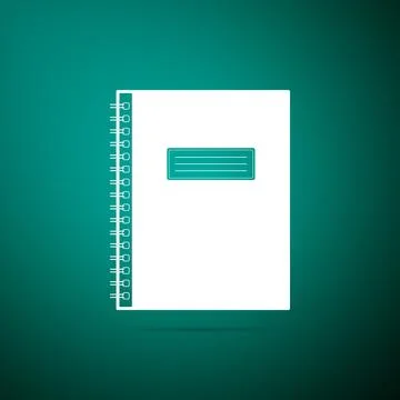 Notebook icon isolated on green background. Spiral notepad icon. School notebook Stock Illustration