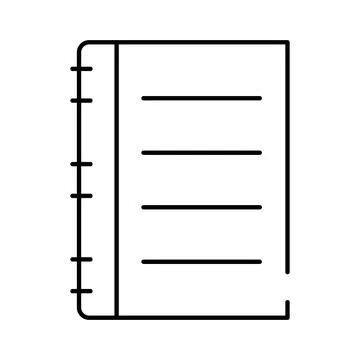 Notebook icon with lines on white background Stock Illustration