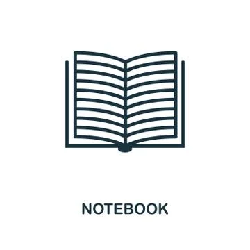 Notebook icon. Monochrome style icon design from school icon collection. UI Stock Illustration