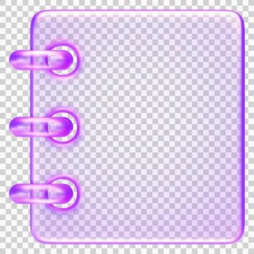 Notebook icon with purple translucent effect, symbolizing notes, documents,.. Stock Illustration
