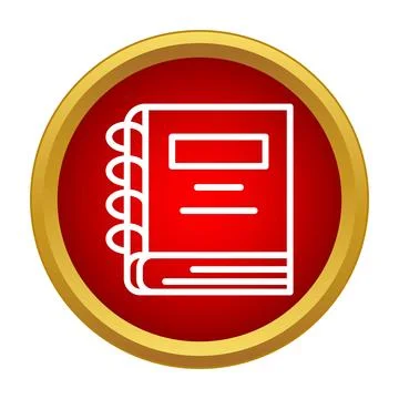 Notebook icon in red circle for business contact 库存插图