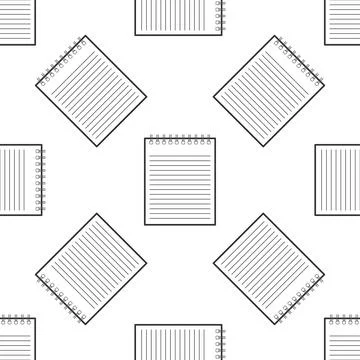 Notebook icon seamless pattern on white background. Spiral notepad icon. School Stock Illustration