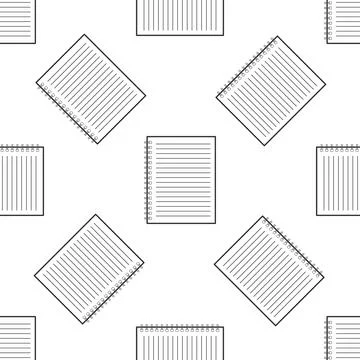 Notebook icon seamless pattern on white background. Spiral notepad icon. School Stock Illustration