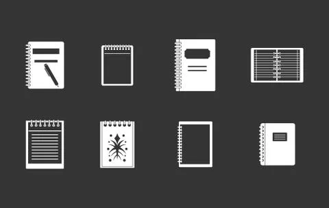 Notebook icon set grey vector イラスト素材