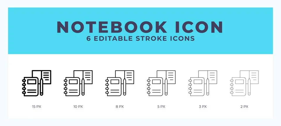Notebook icon vector for web. And mobile app. Editable stroke outline icon. Stock Illustration
