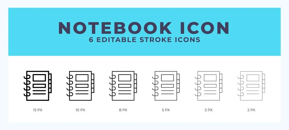 Notebook icon vector for web. And mobile app. Editable stroke outline icon. Illustrazione stock