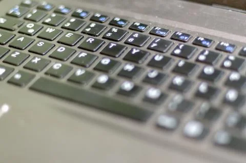 Notebook keyboard with shallow depth of field focused on letters w a s d Stock Photos