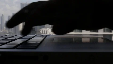 Notebook keyboard typing writing Stock Footage 98677345