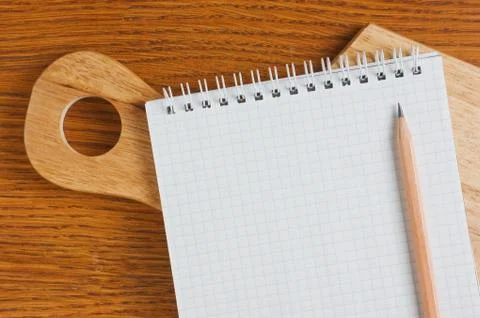 Notebook on the kitchen board Stock-Fotos