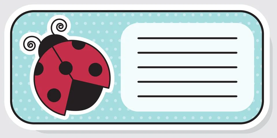 Notebook label. Ladybug. Baby stickers. Vector illustration Stock-Illustration