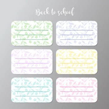 Notebook labels, Back to school, Set of stickers Stock Illustration