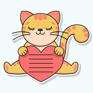 Notebook labels. The cat is holding a heart. Note labels. Baby stickers. School Stock-Illustration