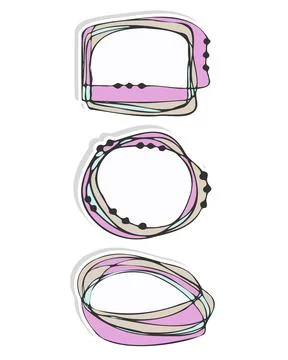 Notebook labels Pink, blank frames, notes, reminders, stickers. Doodle style Stock Illustration
