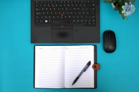 Notebook, laptop and mouse Stock Photos