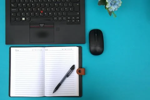 Notebook, laptop and mouse Stock Photos