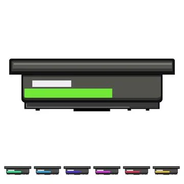Notebook laptop battery cartoon vector graphic Stock Illustration