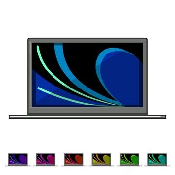 Notebook laptop computer cartoon vector graphic Stock Illustration