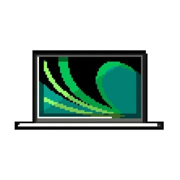 Notebook laptop computer pixel art vector illustration Stock Illustration