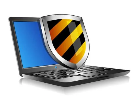 Notebook Laptop with shield - Internet security concept Stock Illustration