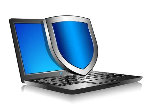 Notebook Laptop with shield - Internet security concept Stock Illustration