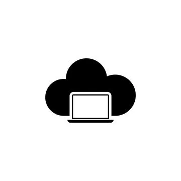 Notebook Laptop Upload Cloud Storage, Backup Anywhere Flat Vector Icon Stock Illustration