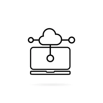 Notebook laptop upload data to cloud. Vector on isolated white background. EP Illustrazione stock
