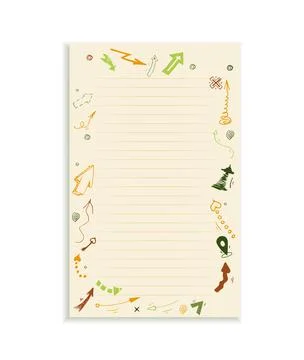 Notebook layout doodle Illustration of arrows cover Autumn colors Stock Illustration