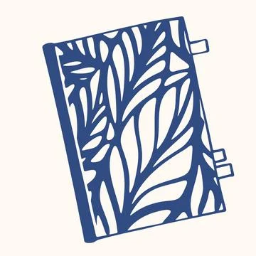 Notebook with Leaf Pattern Cover and Page Tabs. Hand Drawn Doodle Style Sta.. イラスト素材