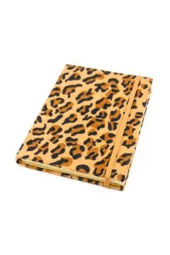 Notebook leopard cover Stock Photos