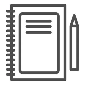 Notebook line icon. Notepad and pen vector illustration isolated on white. Pad Illustrazione stock