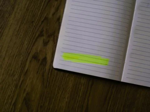 A notebook marked with colorful sticky notes for productive daily lifestyle Stock Photos