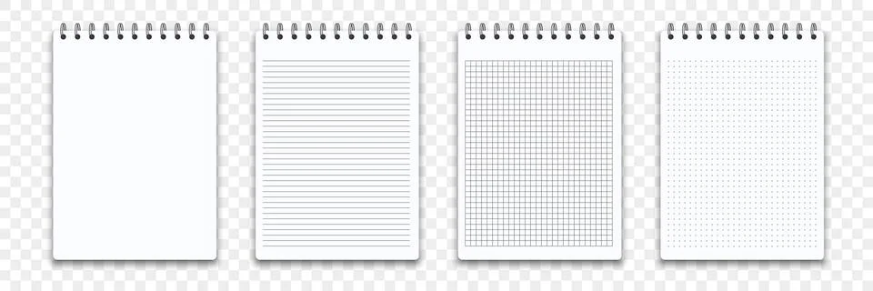 Notebook memo notepad templates. Vector note pad or diary line and square pap Illustrazione stock