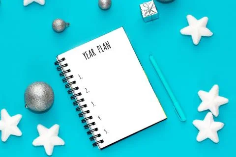 Notebook mockup 2020 year plan. Top view. Photos