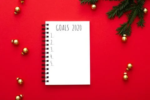 Notebook mockup 2020 year plan. Top view. Stock Photos