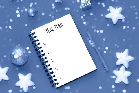 Notebook mockup 2020 year plan. Top view. Фото