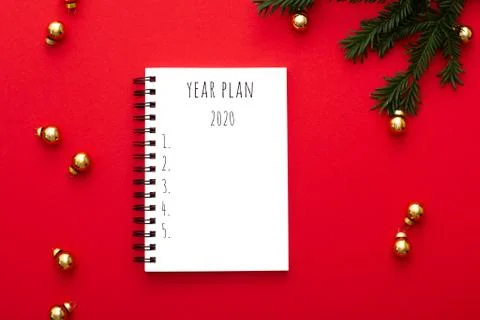 Notebook mockup 2020 year plan. Top view. Фото