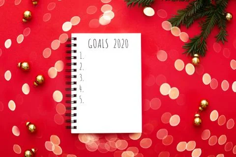 Notebook mockup 2020 year plan. Top view. Stock Photos