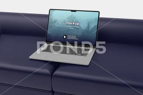 Notebook Mockup on the  Chair PSDテンプレート