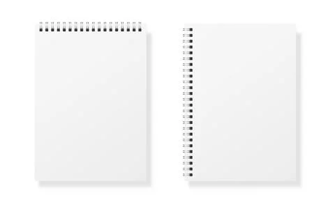 Notebook mockup set. White copybook blank. Realistic notepad with soft shad.. Illustrazione stock