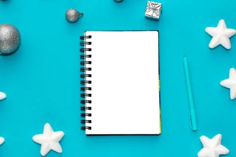 Notebook mockup. Top view. Stock Photos